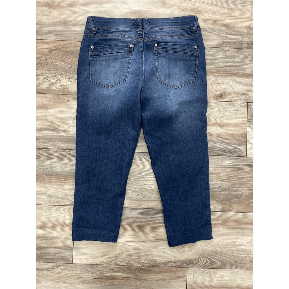Democracy Jeans Womens 8 Blue Ab Technology Straight Leg Raw Hem Dark Wash Slim - Picture 3 of 3